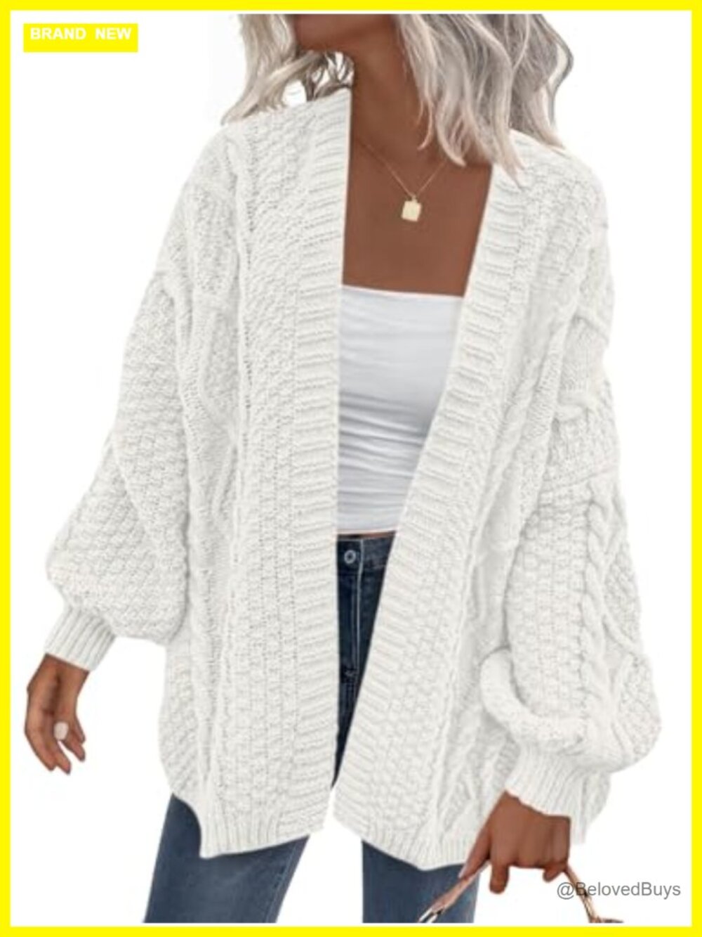 Cable Knit Open Front Long Sleeve Chunky Cardigan Sweater